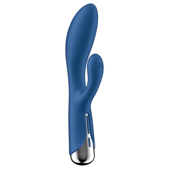Satisfyer - rabbit vibrator med roterende klitorisarm - silikone blå