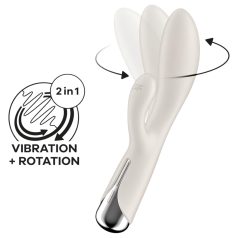 Satisfyer - rabbitvibrator med roterende klitorisarm - beige