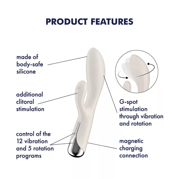 Satisfyer - rabbitvibrator med roterende klitorisarm - beige