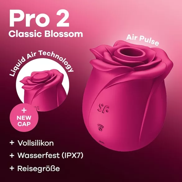 Satisfyer Pro 2 Classic Blossom - klitorisvibrator med lufttryk - rød