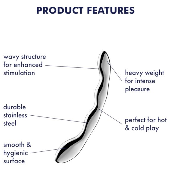 Satisfyer Cosmic Crest 2 - bølget ståldildo (sølv)