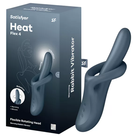 Satisfyer Heat Flex 4 - opvarmende vibrator med klitorisstimulator (grå)