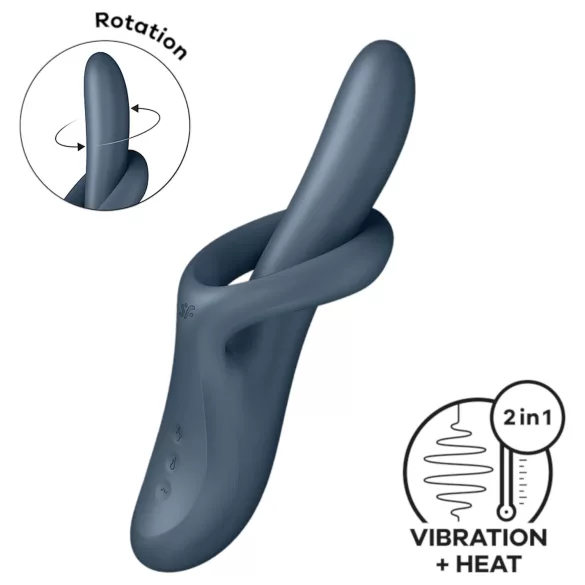Satisfyer Heat Flex 4 - opvarmende vibrator med klitorisstimulator (grå)