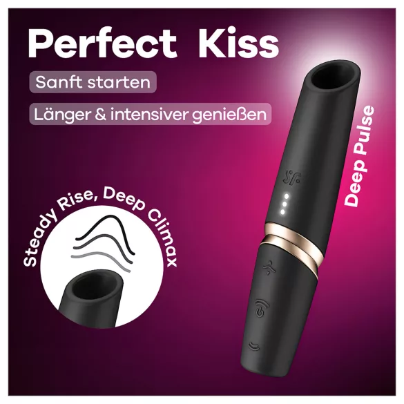 Satisfyer Perfect Kiss - læbestift vibrator - sort