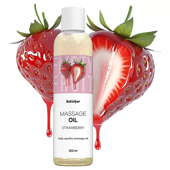 Satisfyer - smagsat massageolie - jordbær (250 ml)