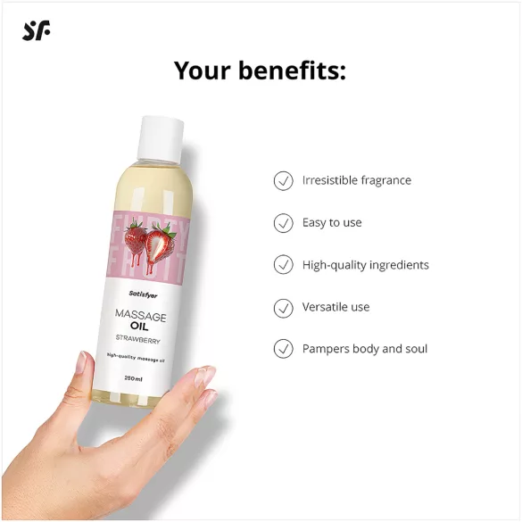 Satisfyer - smagsat massageolie - jordbær (250 ml)