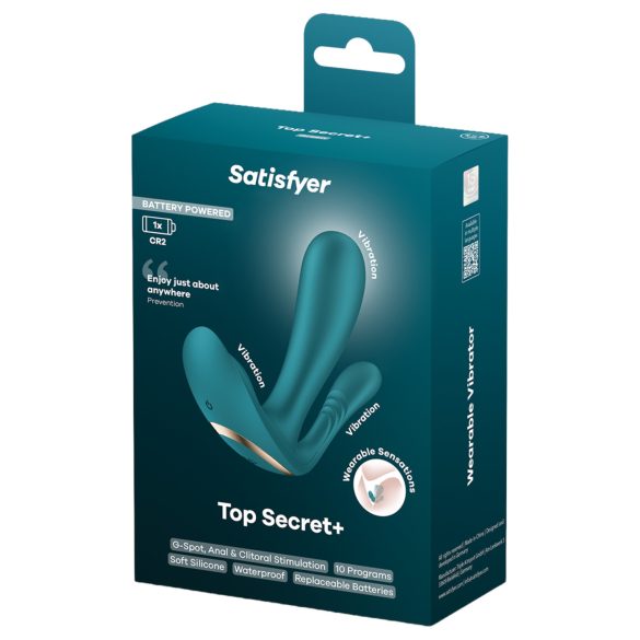 Satisfyer Top Secret+ - bærbar vibrator med 3 arme - grøn