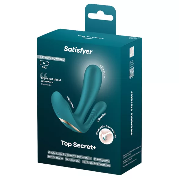 Satisfyer Top Secret+ - 3-grenet, bærbar vibrator (grøn)