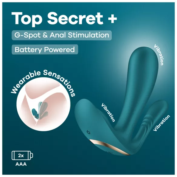 Satisfyer Top Secret+ - 3-grenet, bærbar vibrator (grøn)