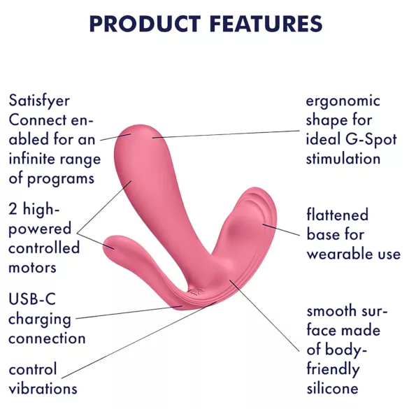 Satisfyer Top Secret+ - bærbar G-punkts- og analvibrator (pink)