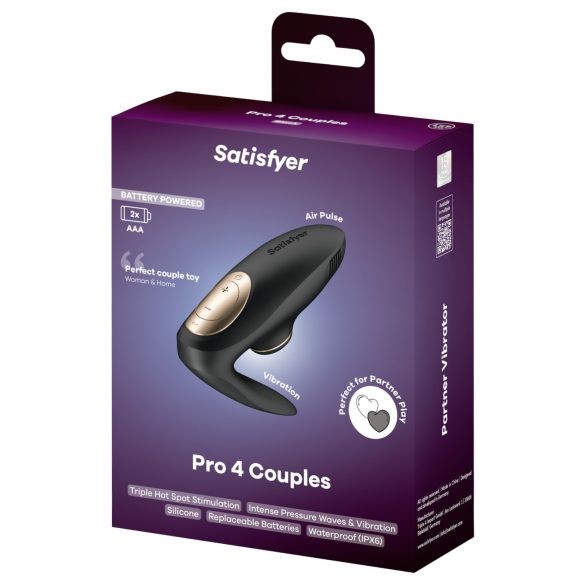 Satisfyer Pro 4 Couples - parvibrator med trykbølgeteknologi - sort