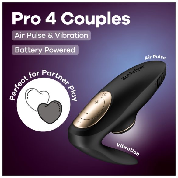 Satisfyer Pro 4 Couples - parvibrator med trykbølgeteknologi - sort