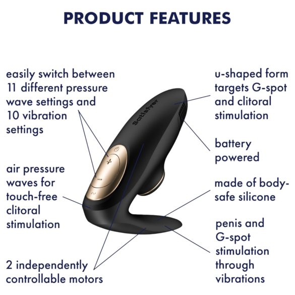 Satisfyer Pro 4 Couples - parvibrator med trykbølgeteknologi - sort