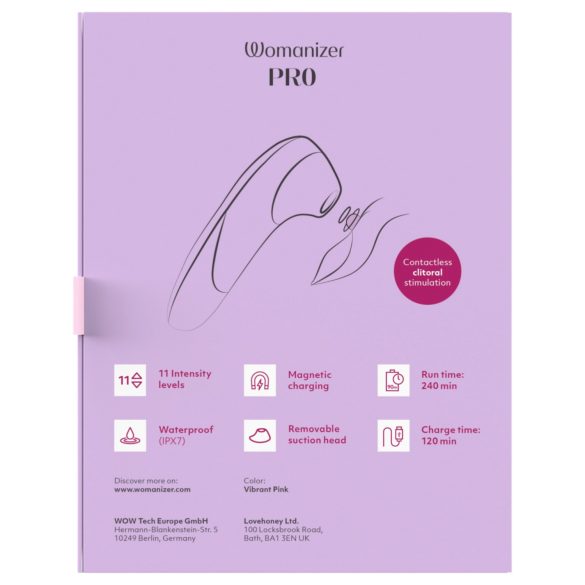 Womanizer Pro - klitorisstimulator med lufttryk - pink