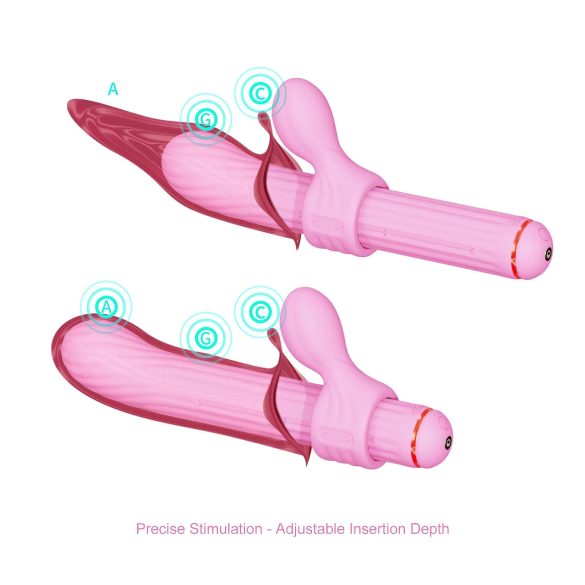 Magic Stick - vibrator med udskiftelige hoveder (pink)