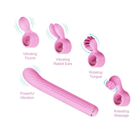 Magic Stick - vibrator med udskiftelige hoveder (pink)