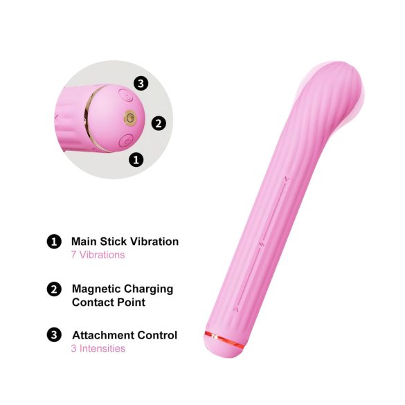 Magic Stick - vibrator med udskiftelige hoveder (pink)