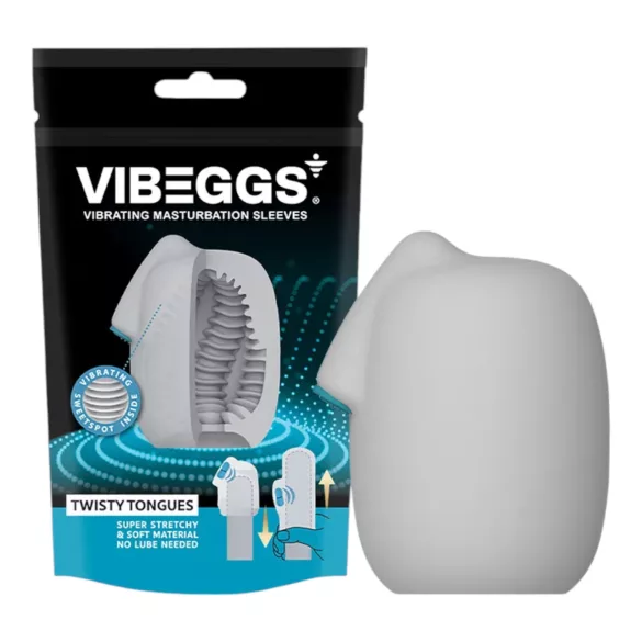 VIBEGGS Twisty Tongues - vibratoræg masturbator - hvid