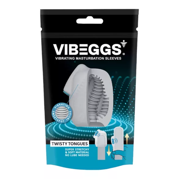 VIBEGGS Twisty Tongues - vibratoræg masturbator - hvid