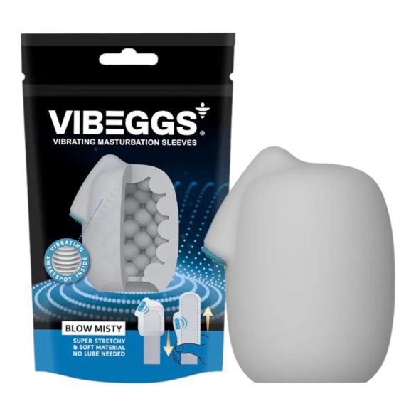 VIBEGGS Blow Misty - vibrerende ægmasturbator (hvid)