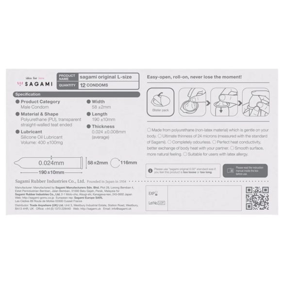 Sagami Original 0.02 L - kondom - 58mm (6 stk)