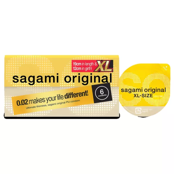 Sagami Original 0,02 XL - kondom - ekstra stor - 61mm - 6 stk