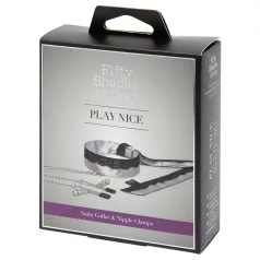   Fifty Shades of Grey Play Nice - brystvorteklemmer med halsbånd (sølv)
