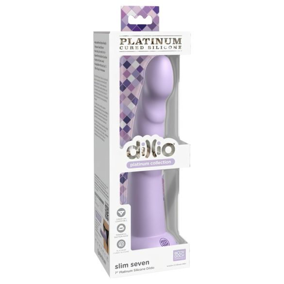 Dillio Slim Seven - sugekop dildo (20cm) - lilla
