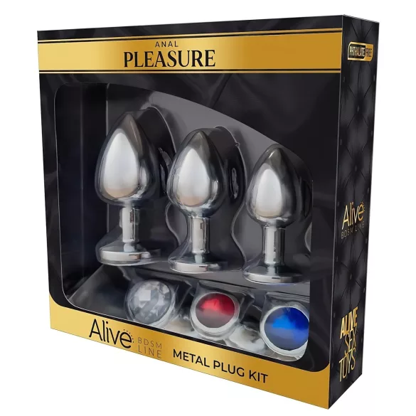 Alive - analplug sæt - metal - sølv