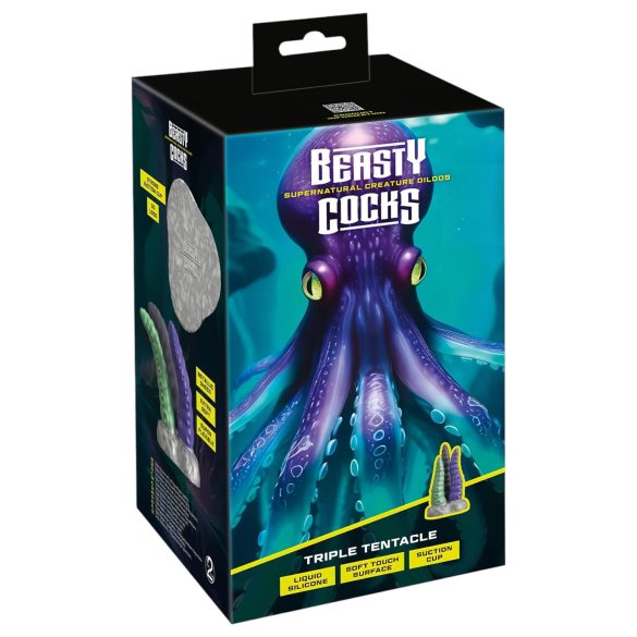 Beasty Cocks - dildo med tre tentakler - silikone