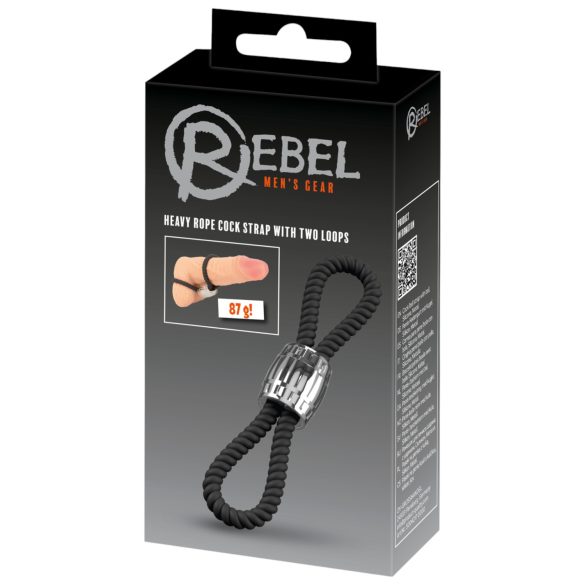 Rebel Heavy Rope - justerbar penis- og kuglering (sort)