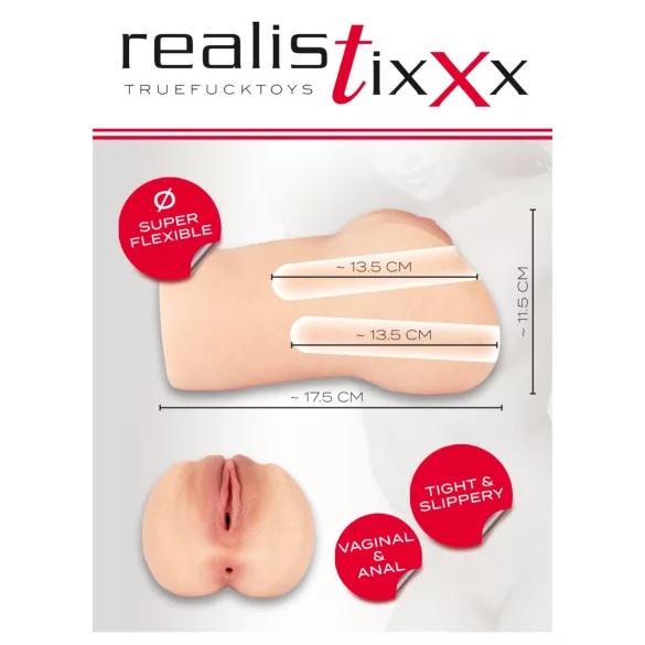 Realistixxx Real Stroker - realistisk vagina- og analmasturbator (hudfarvet)