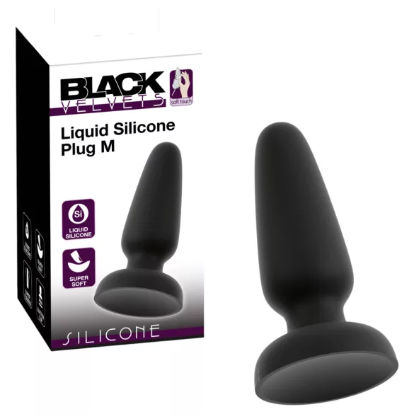 Black Velvets - silikone anal plug med sugekop (sort) - M