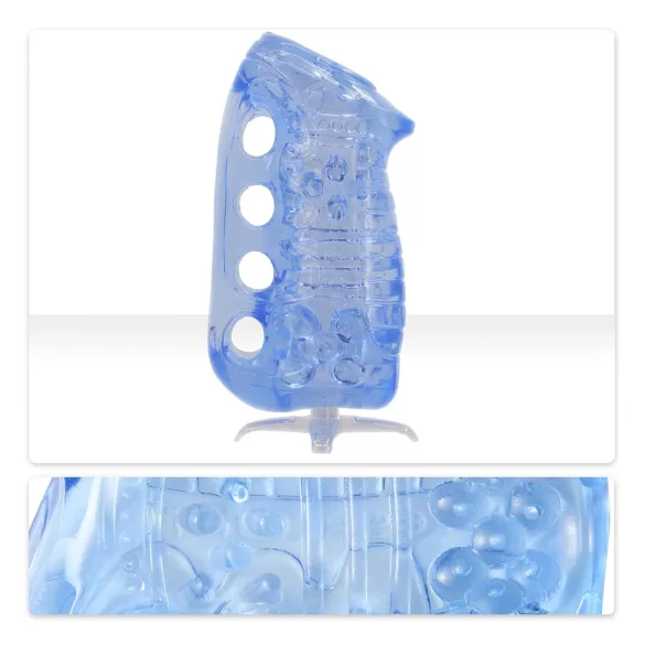 Fleshlight Fleshskins Grip Blue Ice - onaniprodukt med åbning i begge ender (blå)