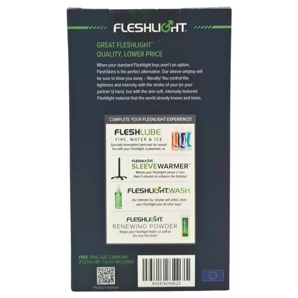 Fleshlight Fleshskins Grip Blue Ice - onaniprodukt med åbning i begge ender (blå)
