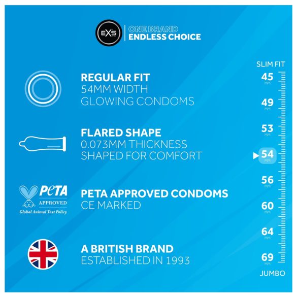 EXS - selvlysende kondom - 3 stk