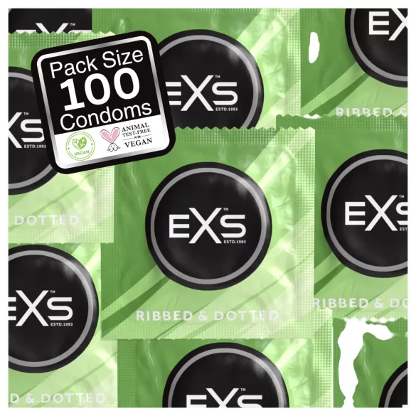 EXS Ribbed & Dotted - rillet, prikket kondom (100 stk.)