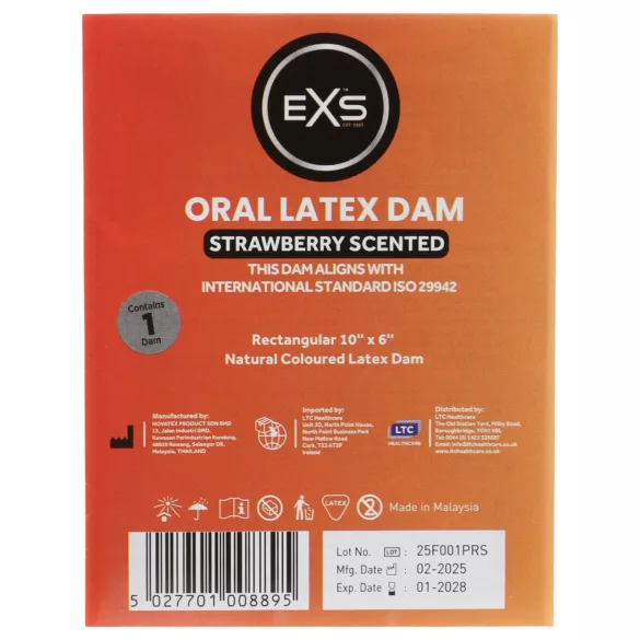 EXS jordbærlignende slikkelap - latex beskyttelseslap (1 stk.)
