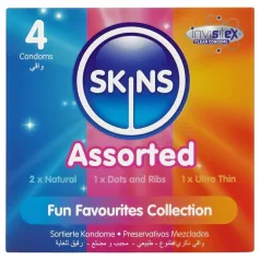   Skins - blandede kondomer - med dutter, natural, ekstra tynde (4 stk)
