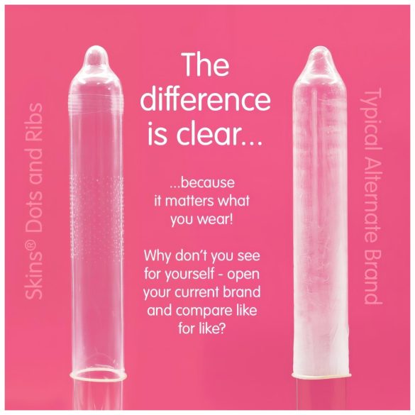 Skins - kondom - ribbet og prikket - 16 stk