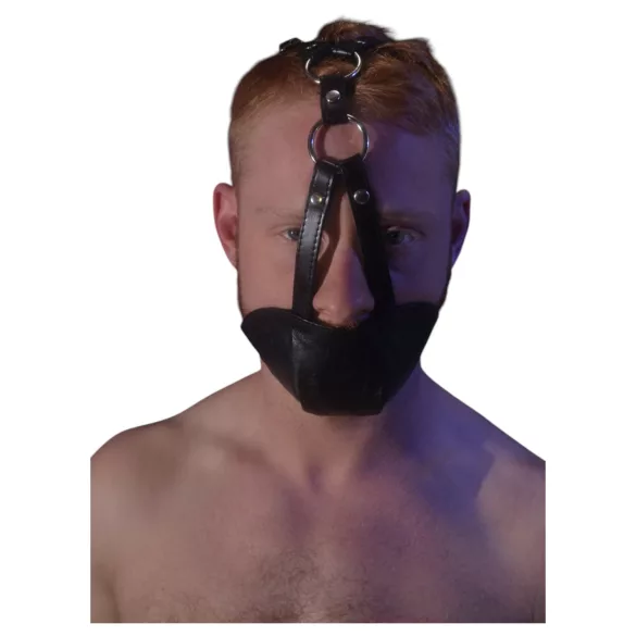 Rouge - maske med gag - ægte læder - sort
