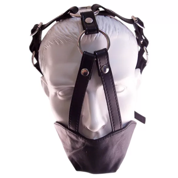 Rouge - maske med gag - ægte læder - sort