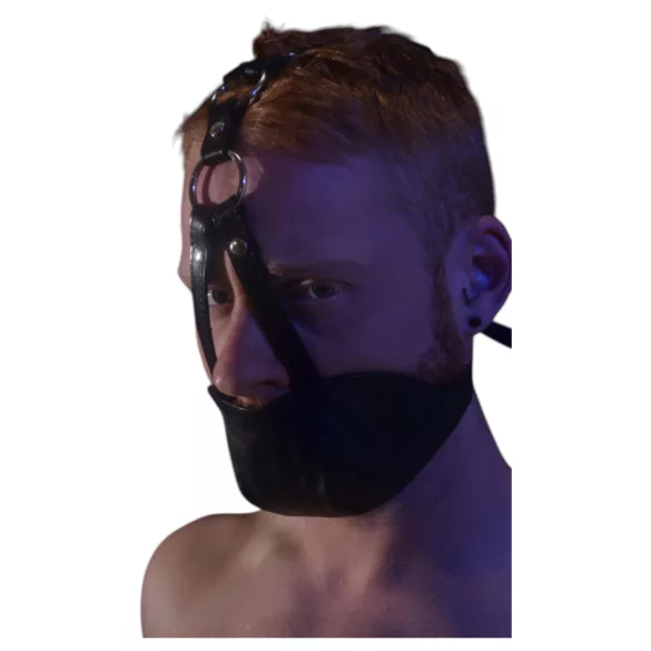 Rouge - maske med gag - ægte læder - sort