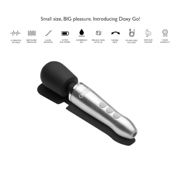 Doxy Go - massage vibrator - sølv