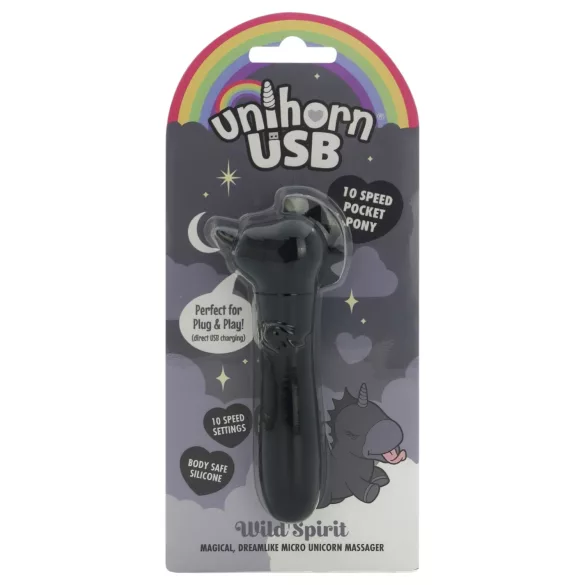 Unihorn Wild Spirit - genopladelig minivibrator (sort)