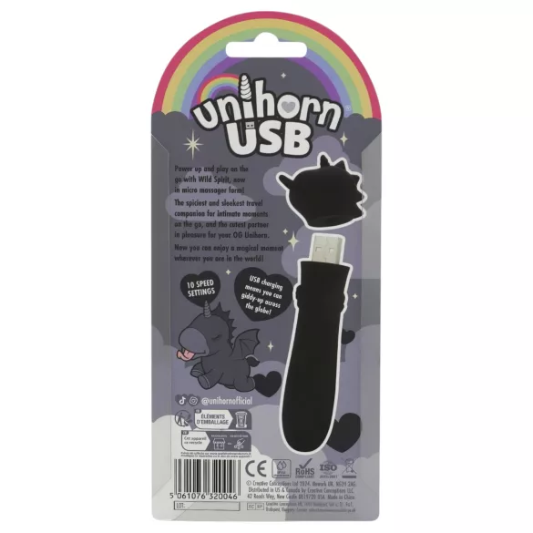 Unihorn Wild Spirit - genopladelig minivibrator (sort)