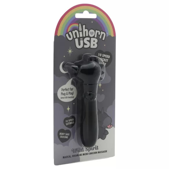 Unihorn Wild Spirit - genopladelig minivibrator (sort)