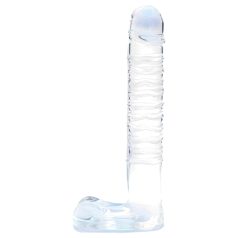 Clarity - dildo med kugler - glas - gennemsigtig