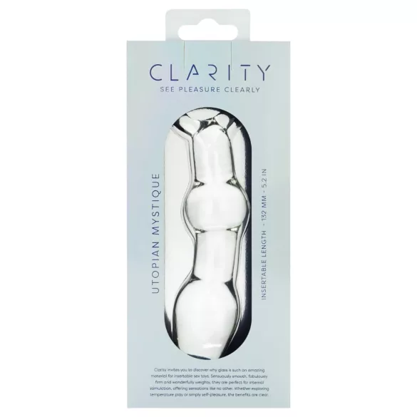 Clarity Utopian Mystique - rillet glas-analdildo (gennemsigtig)
