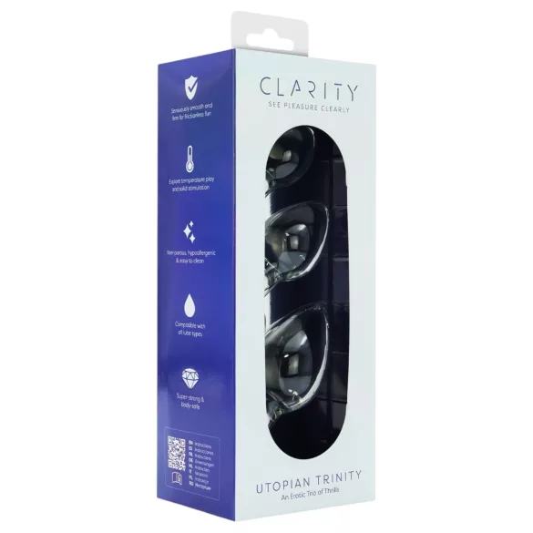 Clarity Utopian Trinity - glas analkuglesæt (gennemsigtig)